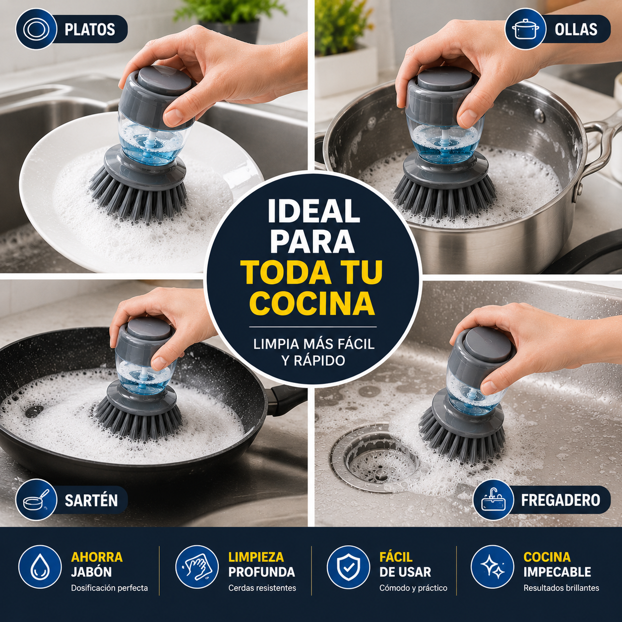 Cepillo Dispensador + 2 Toallas Microfibra