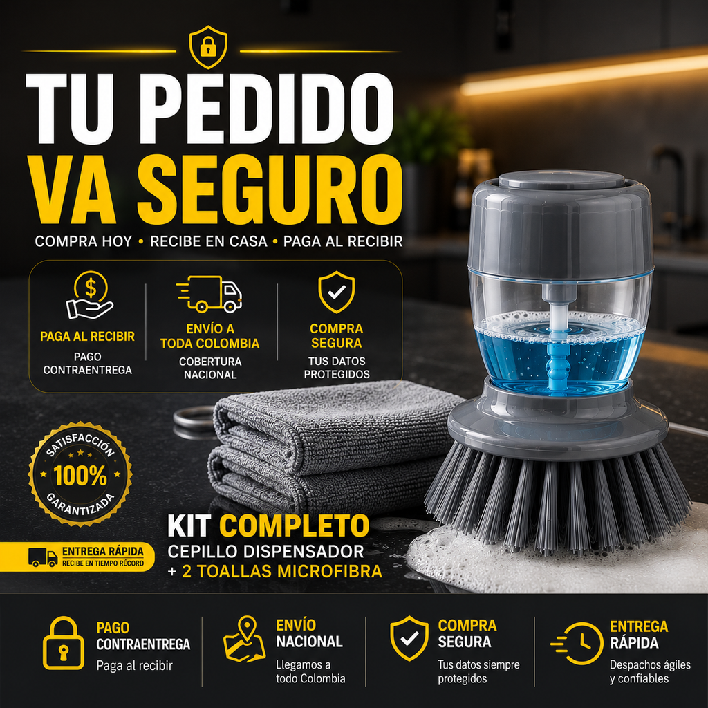 Cepillo Dispensador + 2 Toallas Microfibra